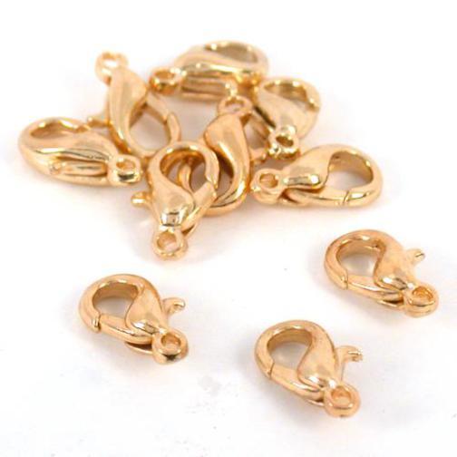 Lobster Clasp Gold Plated 10mm 10Pcs