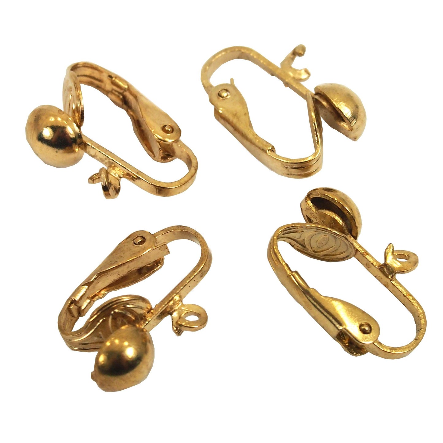 Clip On Earrings Gold Plated 16mm 2 Pairs