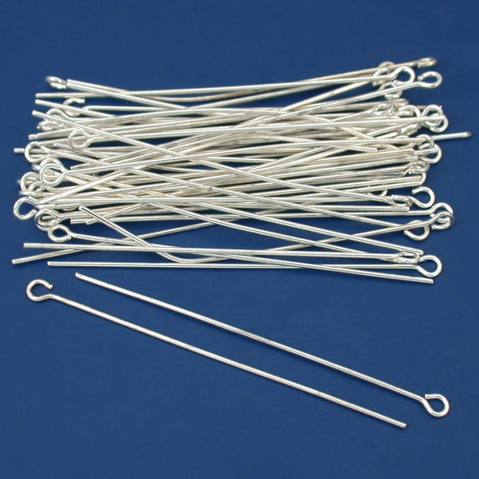 Eye Pins Silver Plated 21 Gauge 2 Inches