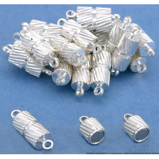 20 Silver Plated Magnetic Barrel Clasps Jewelry 15mm