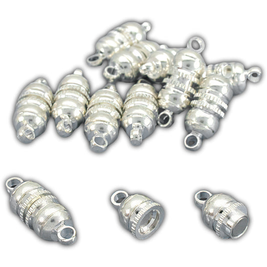 12 Silver Plated Magnetic Bead Clasps Jewelry 16.5mm