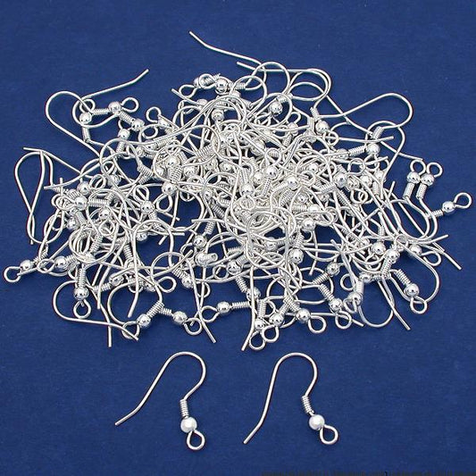 100 Silver Plated Surgical Steel  Shepherd Hook Earrings