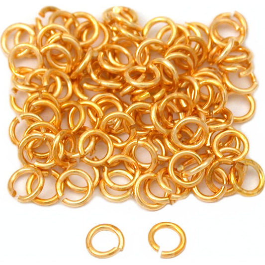 Open Jump Rings Gold Plated 24 Gauge 3mm 100Pcs