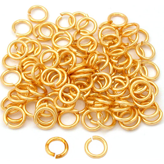 Open Jump Rings Gold Plated 17 Gauge 7mm 100Pcs