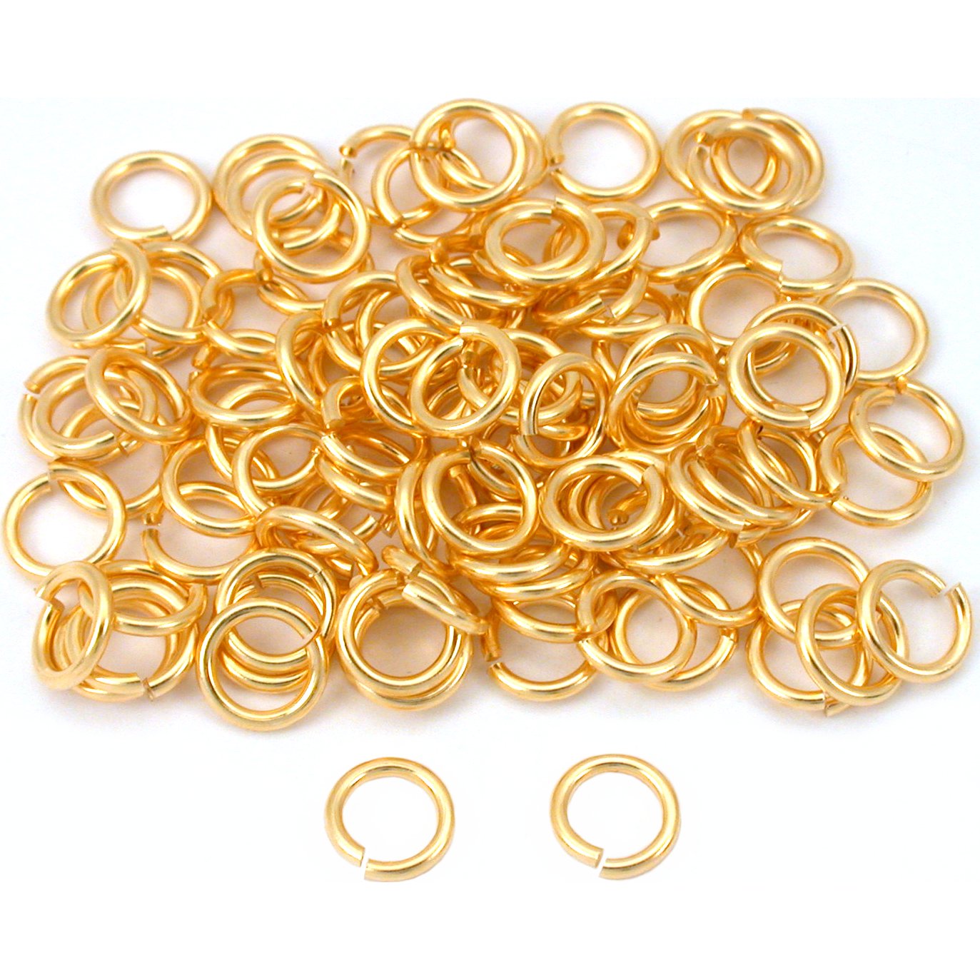 Open Jump Rings Gold Plated 16 Gauge 8mm 100Pcs