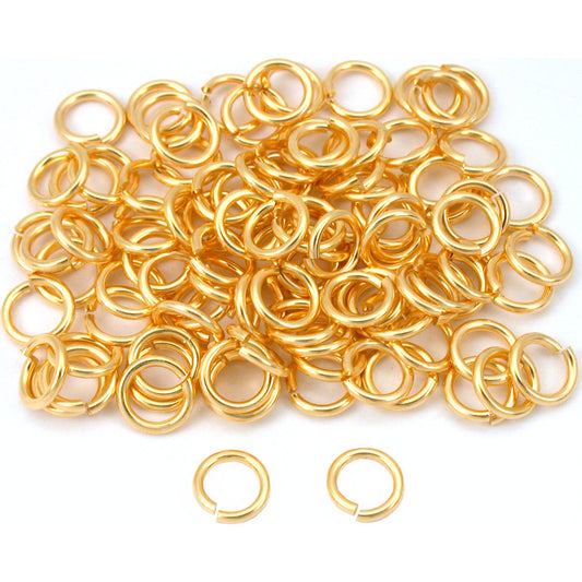 Open Jump Rings Gold Plated 16 Gauge 8mm 100Pcs