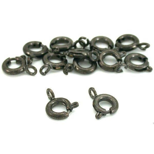 Spring Ring Clasp Gun Metal Plated 6mm 12Pcs