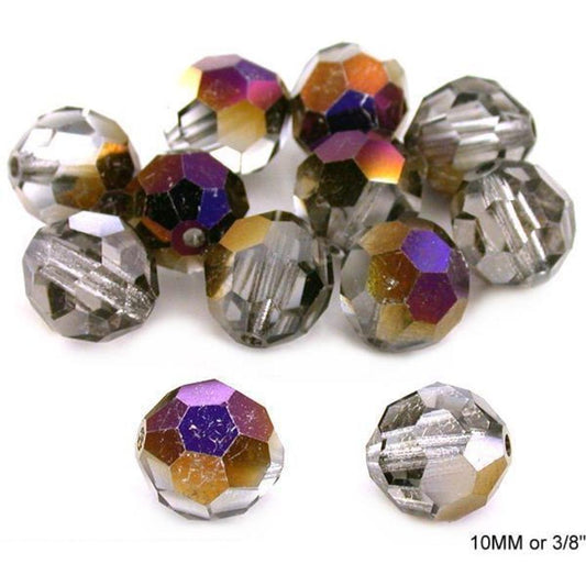 Round Faceted Crystal Beads Zairit 10mm 12Pcs
