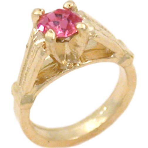 14K Gold Synthetic Tourmaline Ring Charm Birthstone