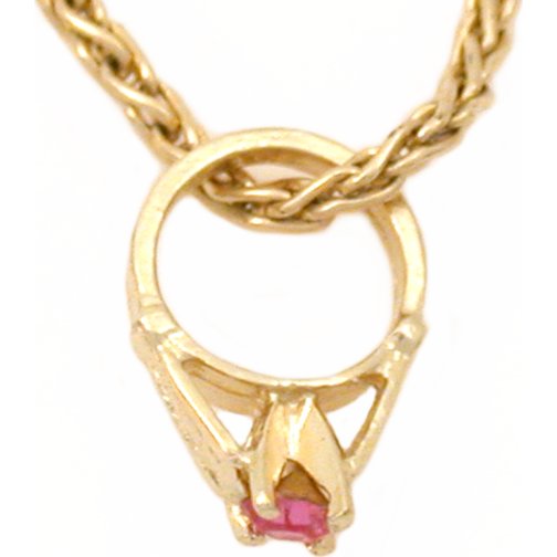 14K Gold Synthetic Tourmaline Ring Charm Birthstone