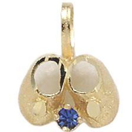 Bootie Charm Synthetic Sapphire 14k Gold 13mm
