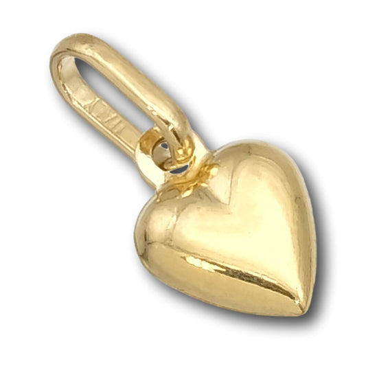 Puffed Heart Charm 14k Gold 8mm