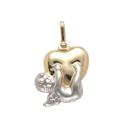 Angel & Heart Charm 14k Two Tone Gold 18mm