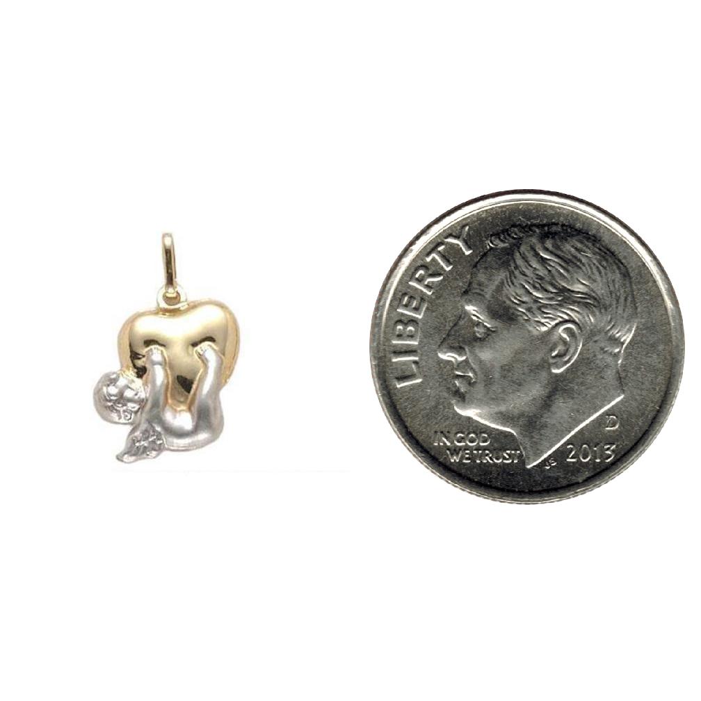Angel & Heart Charm 14k Two Tone Gold 18mm