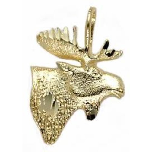 Moose Head Charm 14k Gold 17mm