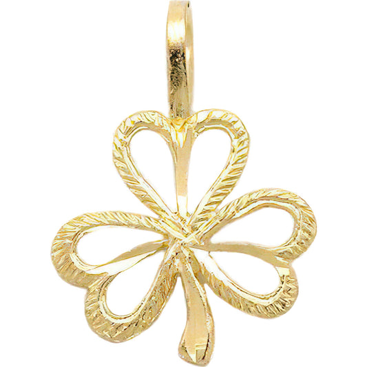 Three Leaf Clover Charm 14k Gold 17mm