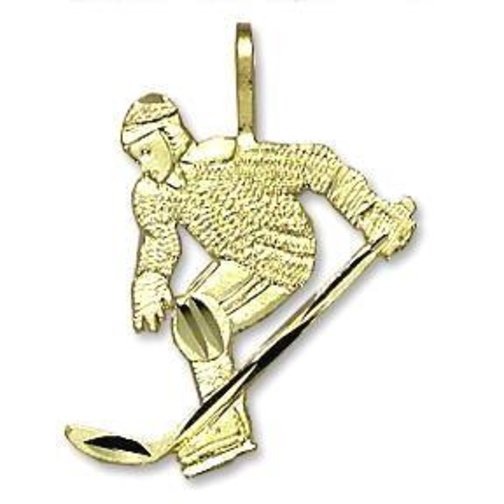 Hockey Player Charm 14k Gold 22mm