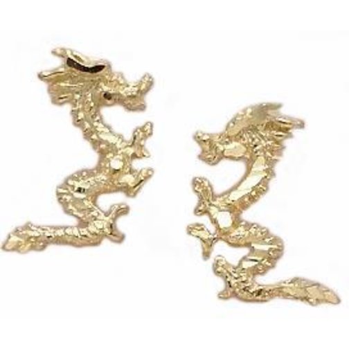 Dragon Earrings 14k Gold 13mm
