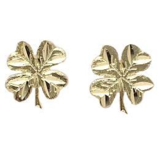 Four Leaf Clover Earrings 14k Gold 10mm