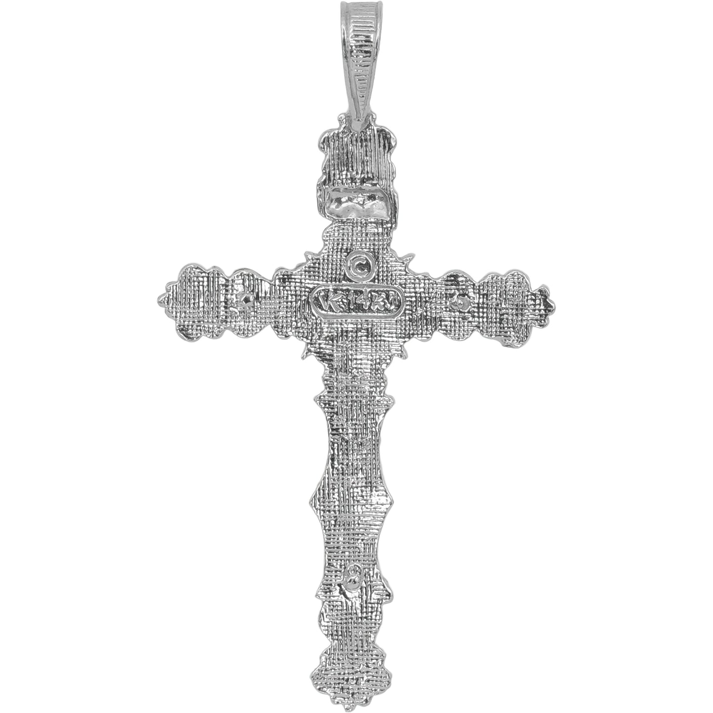 INRI Crucifix Charm 14K White Gold 39.5mm