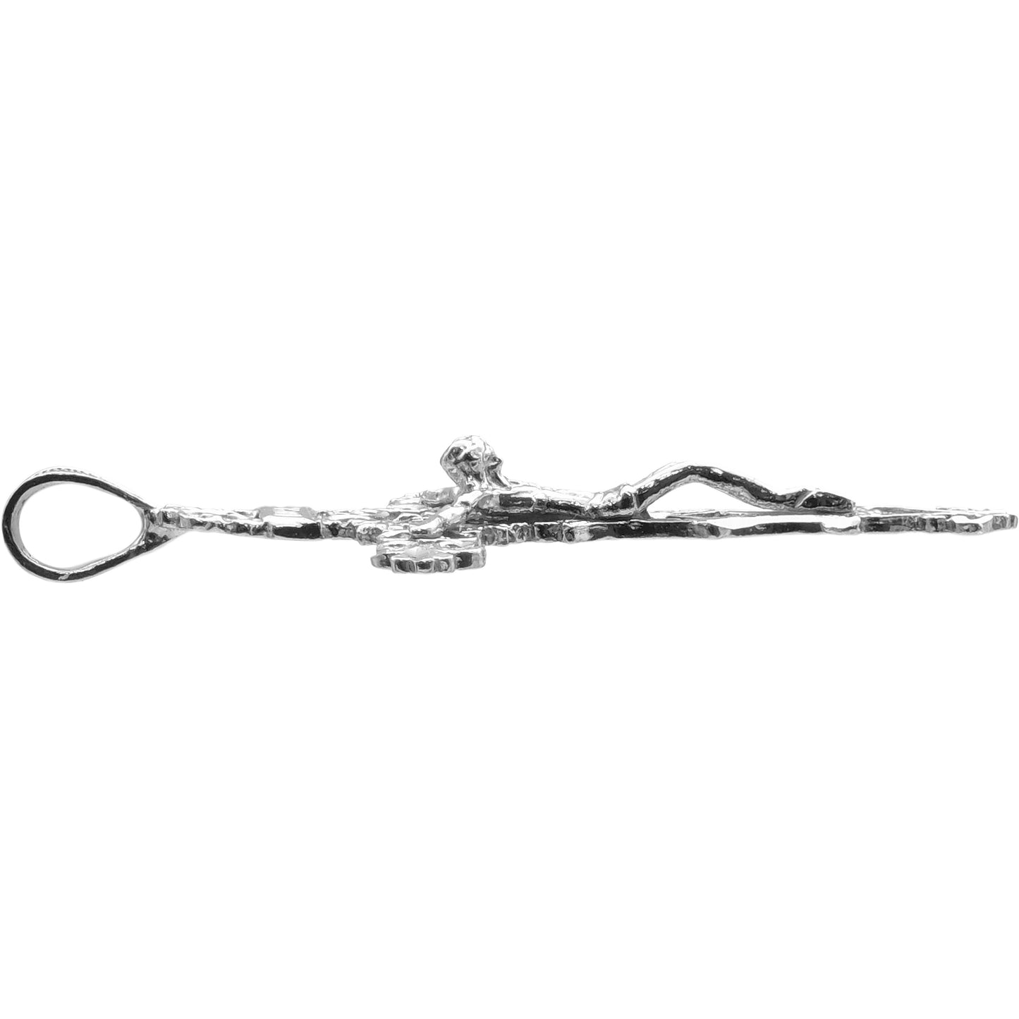 INRI Crucifix Charm 14K White Gold 39.5mm