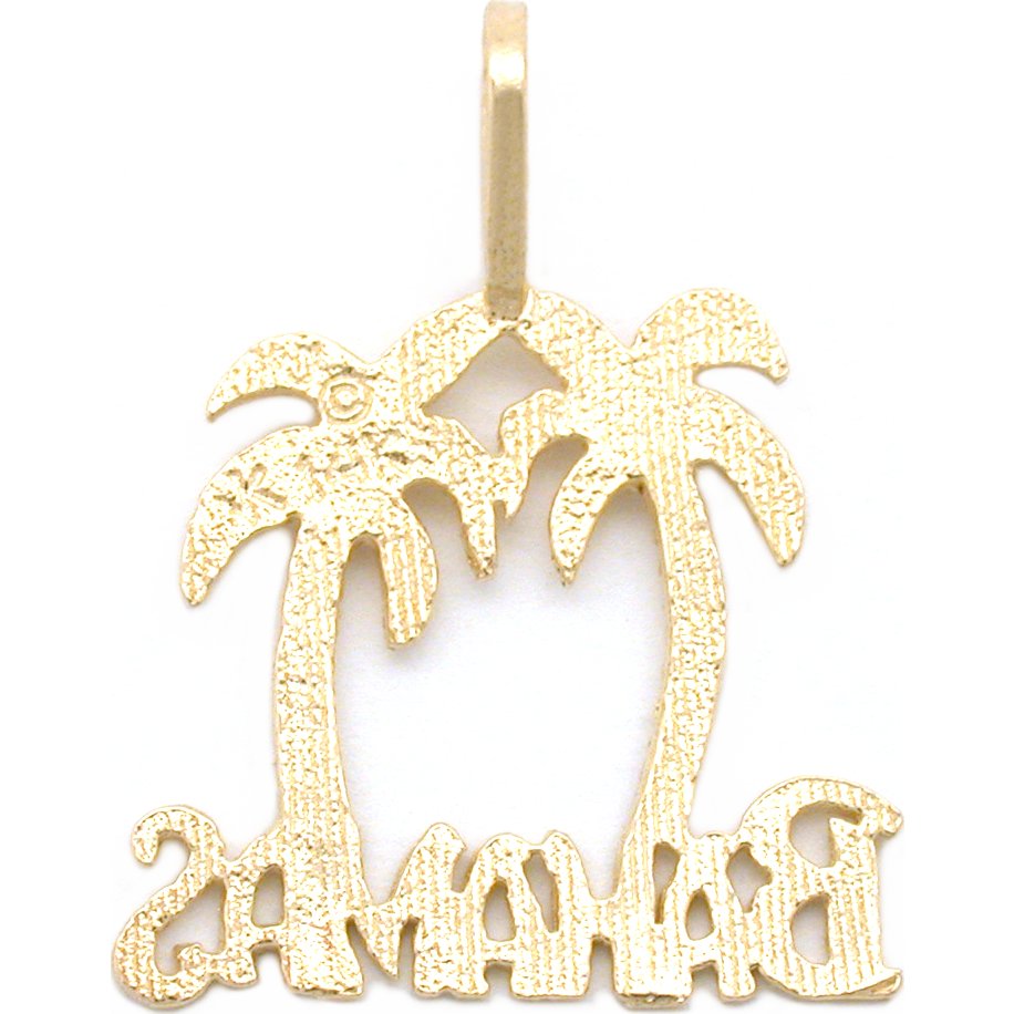 Bahamas Palm Trees Charm Diamond-Cut 14k Gold 21mm