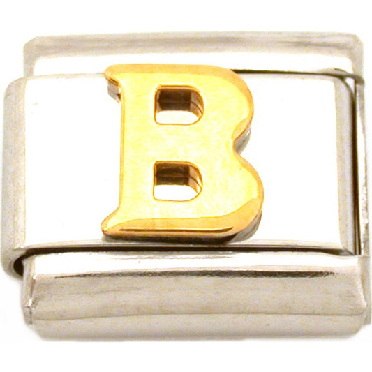 B Italian Charm Gold Plated Letter