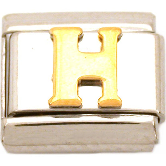H Italian Charm Gold Plated Letter