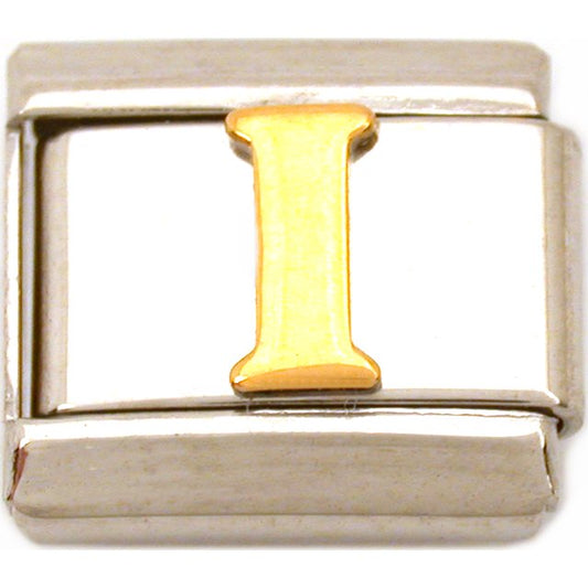 I Italian Charm Gold Plated Letter