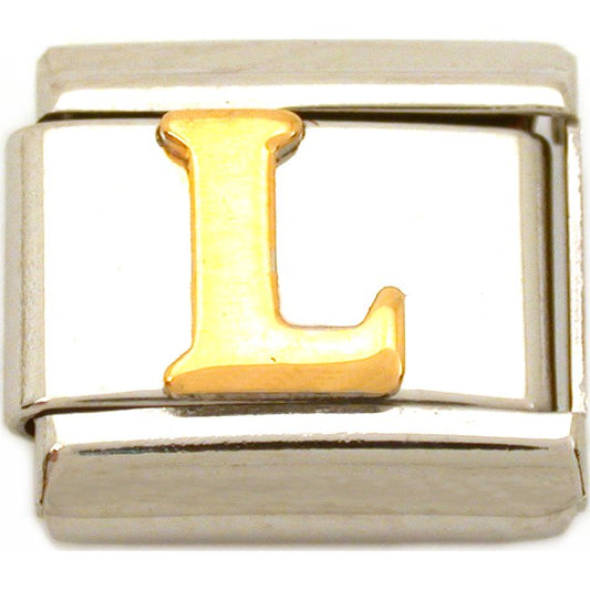 L Italian Charm Gold Plated Letter