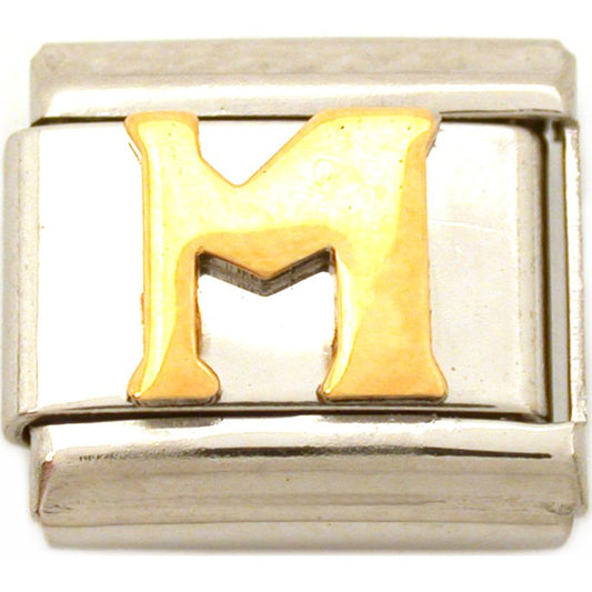 M Italian Charm Gold Plated Letter