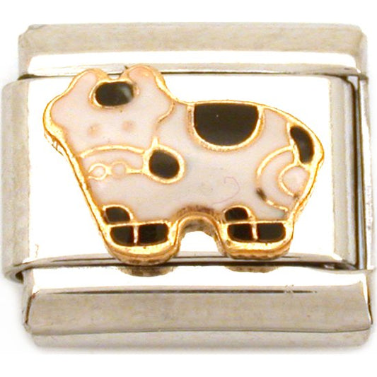 Cow Italian Charm Enamel Animal Bracelet Jewelry 9mm