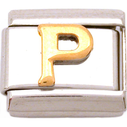 P Italian Charm Gold Plated Letter