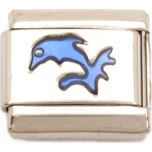 Jumping Dolphin Italian Charm Enamel Bracelet Jewelry 9mm