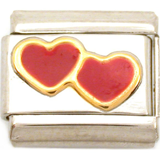 Two Hearts Italian Charm Enamel Bracelet Jewelry 9mm
