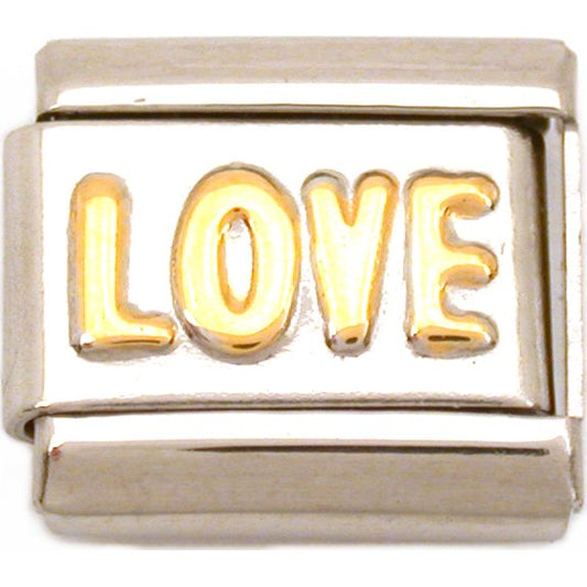Love Italian Charm Gold Plated Bracelet Jewelry 9mm