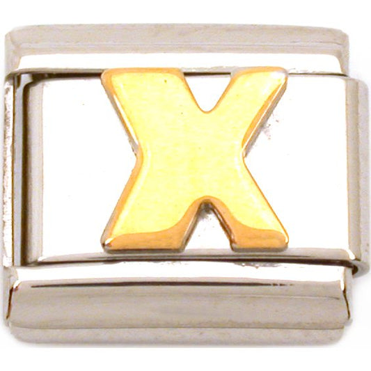 X Italian Charm Gold Plated Letter