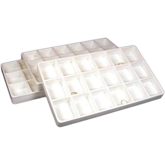3 White Travel Trays Stackable Charm Display 18 Slot