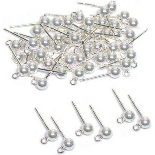 20 Ball Loop Earrings 4mm Round Sterling Silver Parts