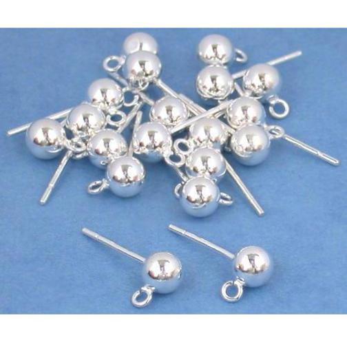 20 Sterling Silver Ball Stud Earrings Post 5mm Parts
