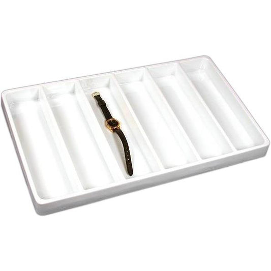 6 Slot Bracelet & Watch Display Tray Insert White Plastic 16"