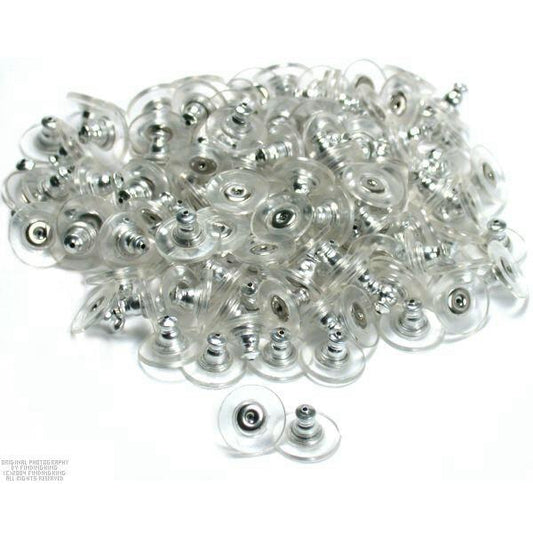 Silver Tone - Safety Earring Backs - Ear Nut with Comfort Pad - Hypoallergenic (144)