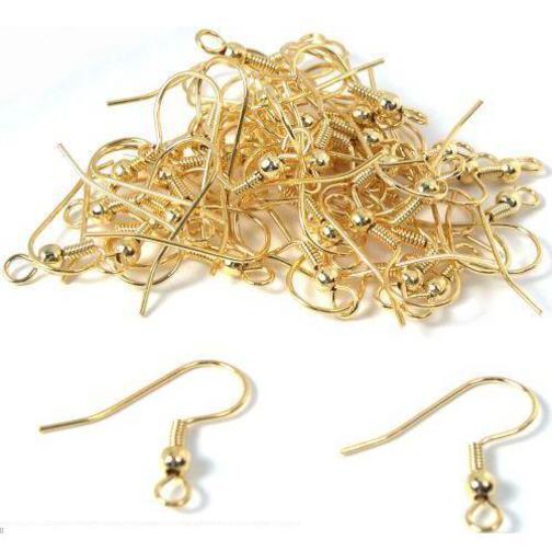50 Gold Plated Shepherd Hook Earrings 22 Gauge 20mm x 8.5mm