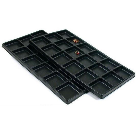 2 Travel Tray Displays 18 Slot Black Charm Ring Case