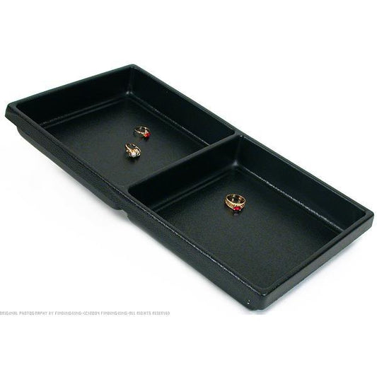 Black 2 Compartment  Plastic Display Tray Insert 14 1/8"x 7 5/8"