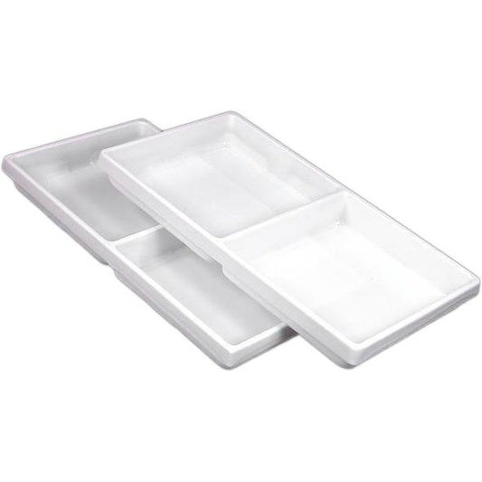 2 White Plastic 2 Compartment Jewelry Tray Inserts