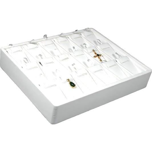 White Faux Leather Pendant Necklace Chain Jewelry Display Tray 9" x 7 1/4"