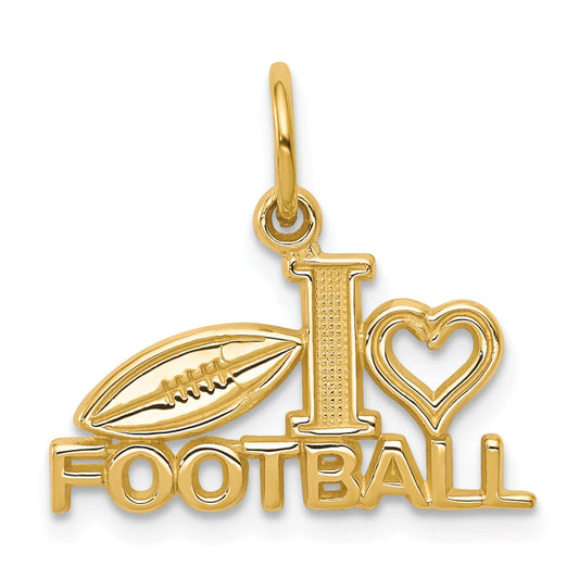 10K Gold I Love Football Charm