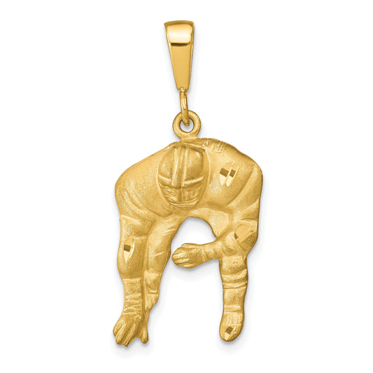 10K Gold Football Player Charm Diamond Cut