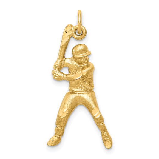 10K Gold Up To Bat Baseball Player Charm